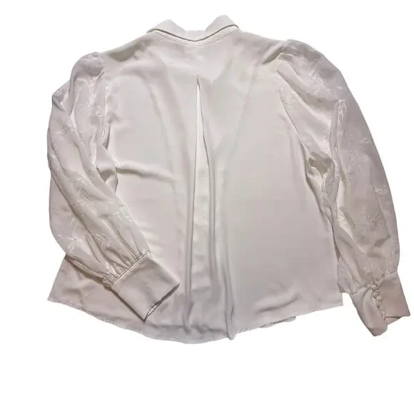 Soft Surroundings Lorenza White Embroidered Puff Sleeve Blouse Women’s XL - Picture 3 of 12